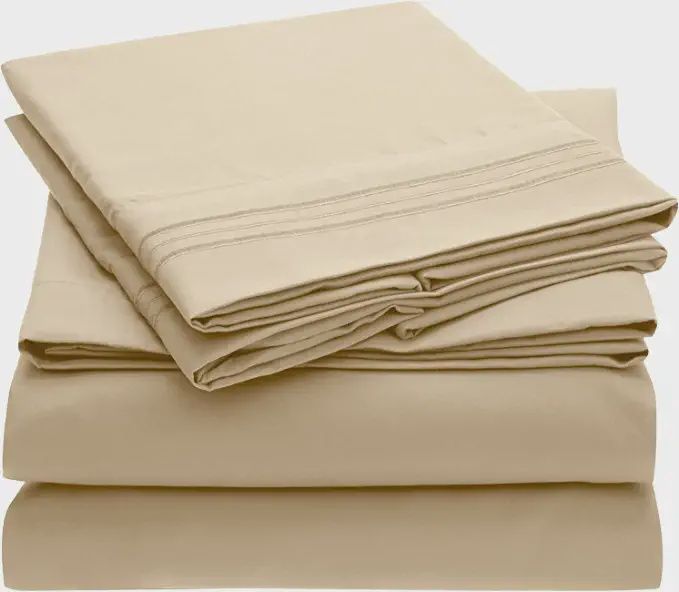 2100 Series Bellagio Collection 6-Piece Sheet Set, Colour: Beige, Size: King