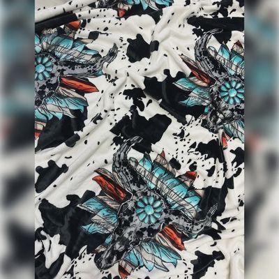 NEW SERAPE STEER FLOWER COW PRINT BLANKET