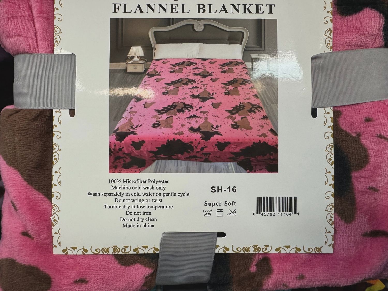 Queen Hot Pink Cow Print Plush Blanket