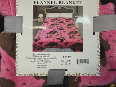 Queen Hot Pink Cow Print Plush Blanket