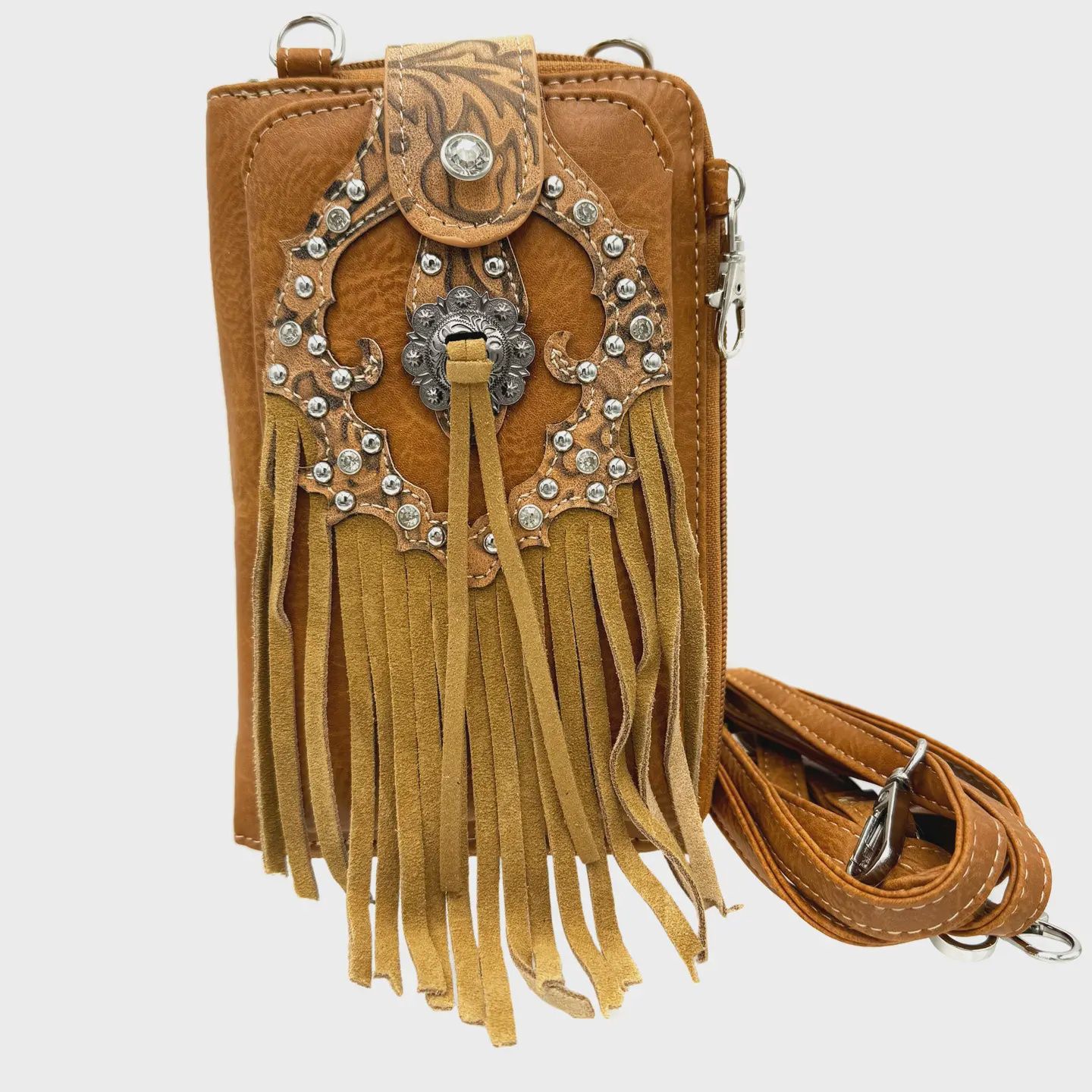 Western Fringe Women&#39;s Crossbody Phone Wallet