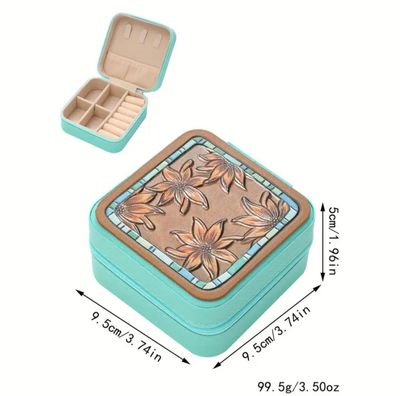 Boho chic  Faux  Leather Travel Jewelry Box