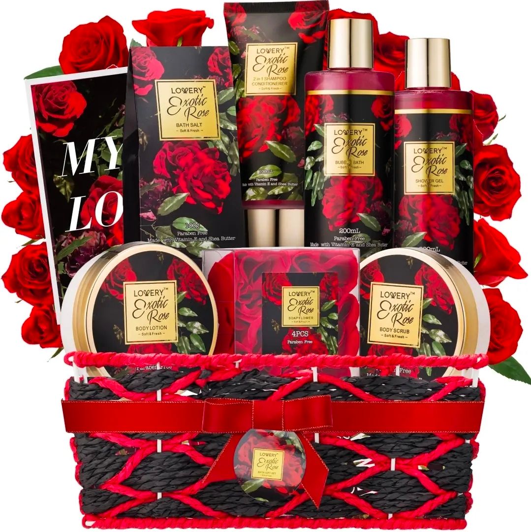 Bath &amp; Body Gift Set Exotic Rose Gift Basket