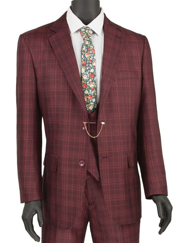 Vinci Classic Plaid 3-Piece Suit