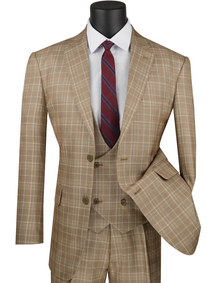 Vinci Classic Plaid 3-Piece Suit