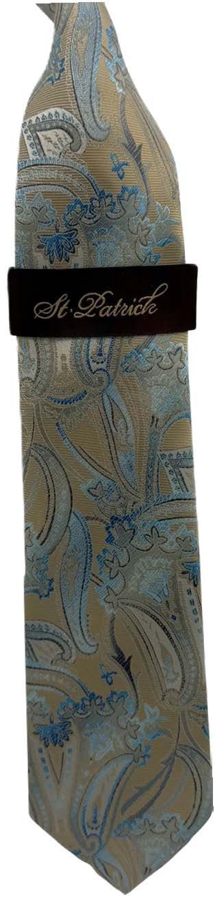 Aqua/Beige Microfiber Tie & Hanky Set