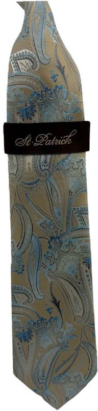 Aqua/Beige Microfiber Tie & Hanky Set