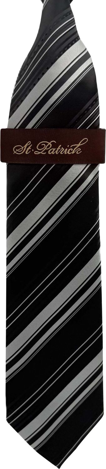 Black/Silver Microfiber Tie & Hanky Set