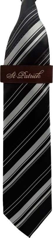 Black/Silver Microfiber Tie & Hanky Set