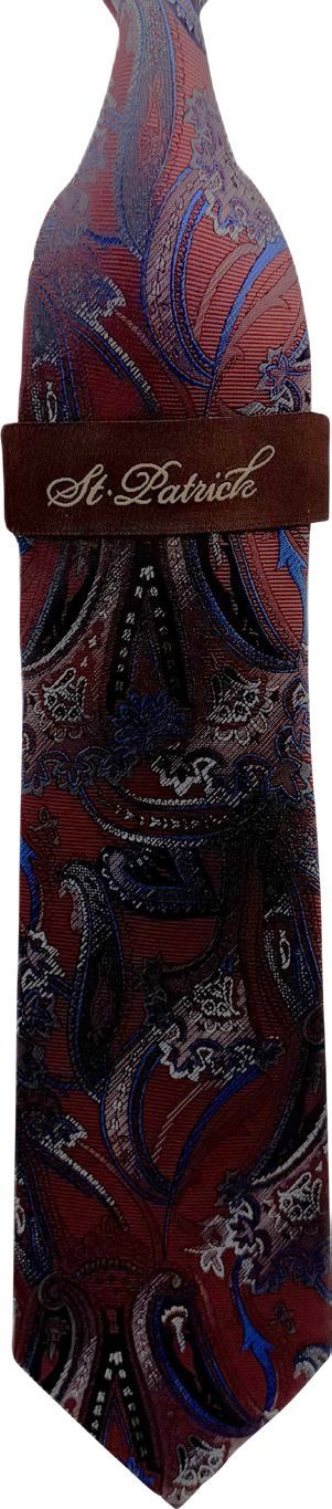 Burgundy/Blue/Silver Microfiber Tie & Hanky Set