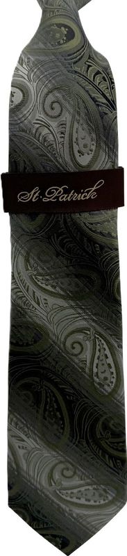 Olive/Silver Microfiber Tie & Hanky Set