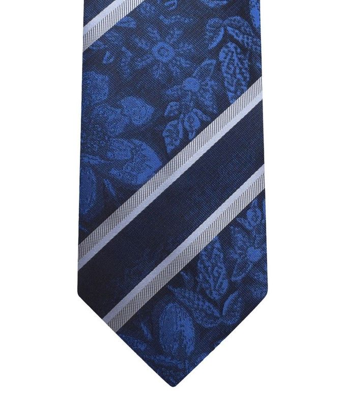 Dark Blue/Silver Microfiber Tie & Hanky Set