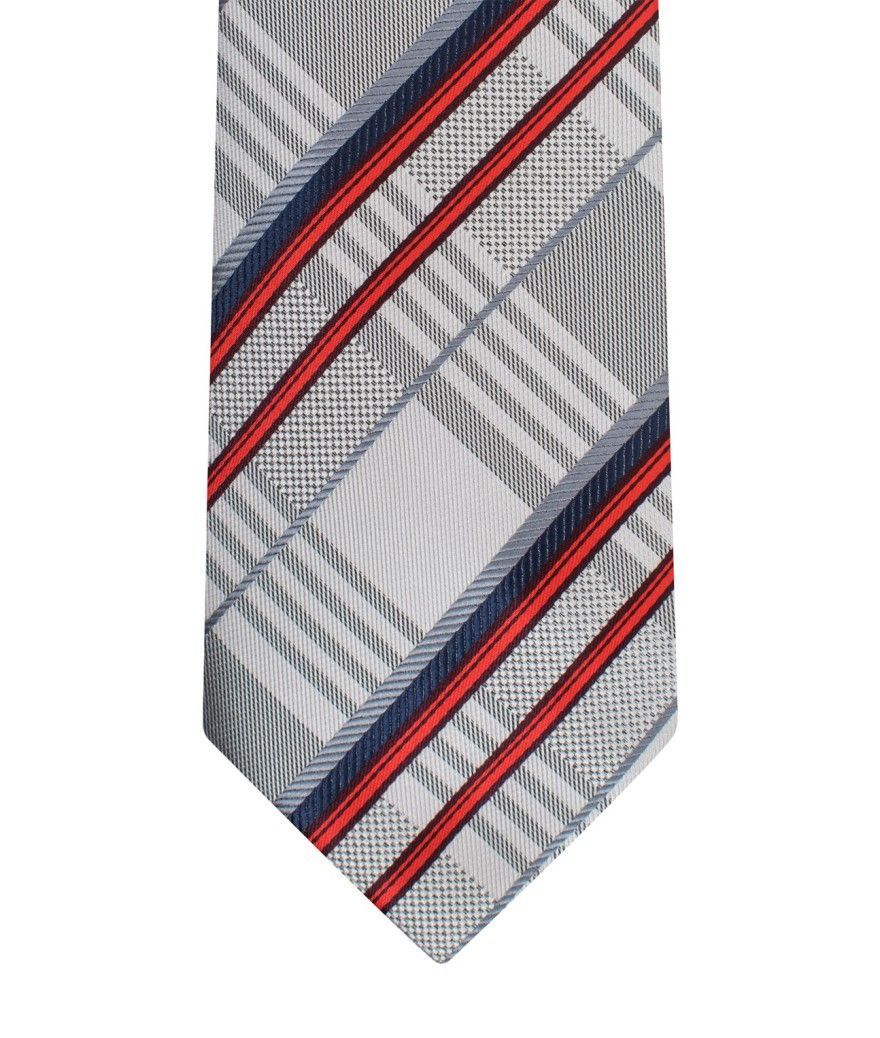 Silver/Red/Blue Microfiber Tie & Hanky Set