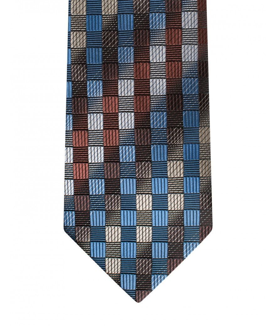 Burgundy/Tan/Blue Microfiber Tie & Hanky Set