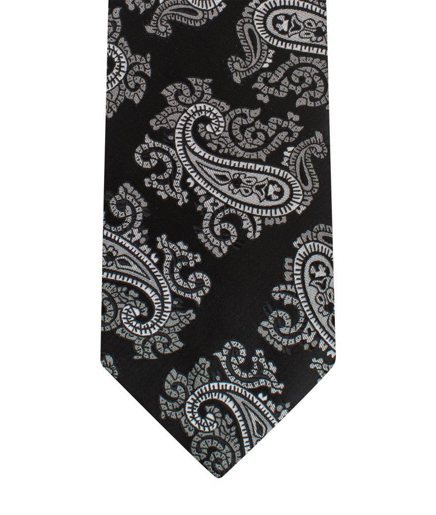 Black/Silver Microfiber Tie & Hanky Set