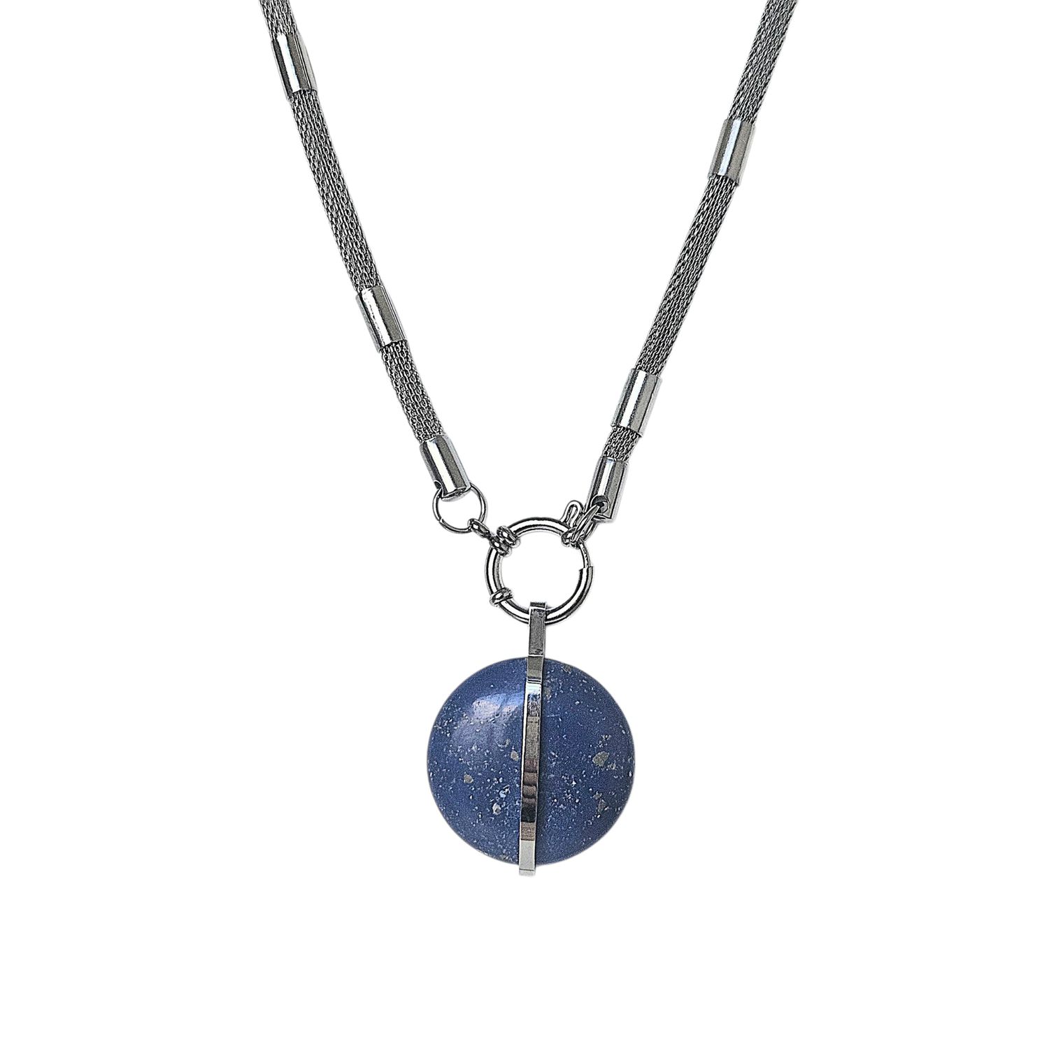 Collar de Acero + Piedra Lápislazuli 30mm