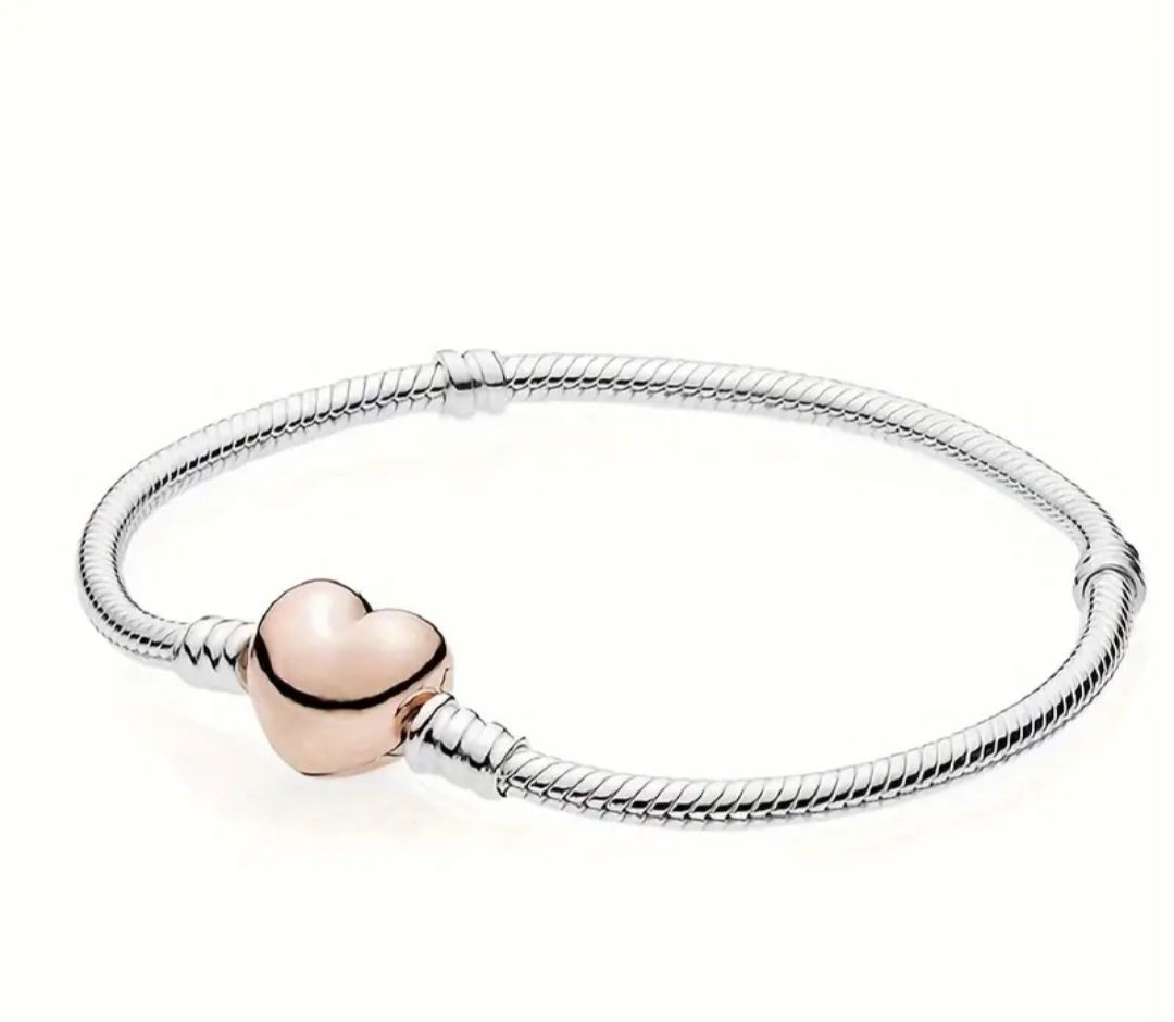 Pandora de Plata 925 con cierre corazón rosa gold
