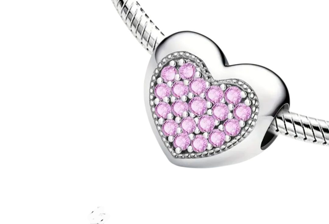 Charm Corazón con circonias rosa