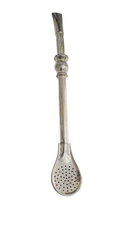 bombilla de alpaca con detalle, minimalista mate.