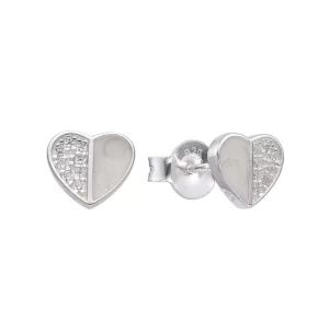 Caravanas Corazón con circonias y nacar Plata 925