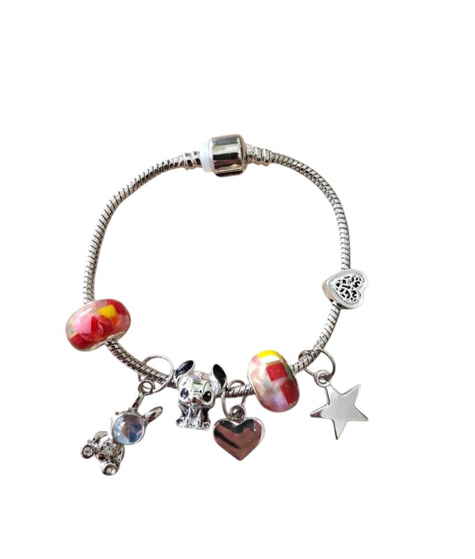 Pandora con dijes, en acero quirurgico