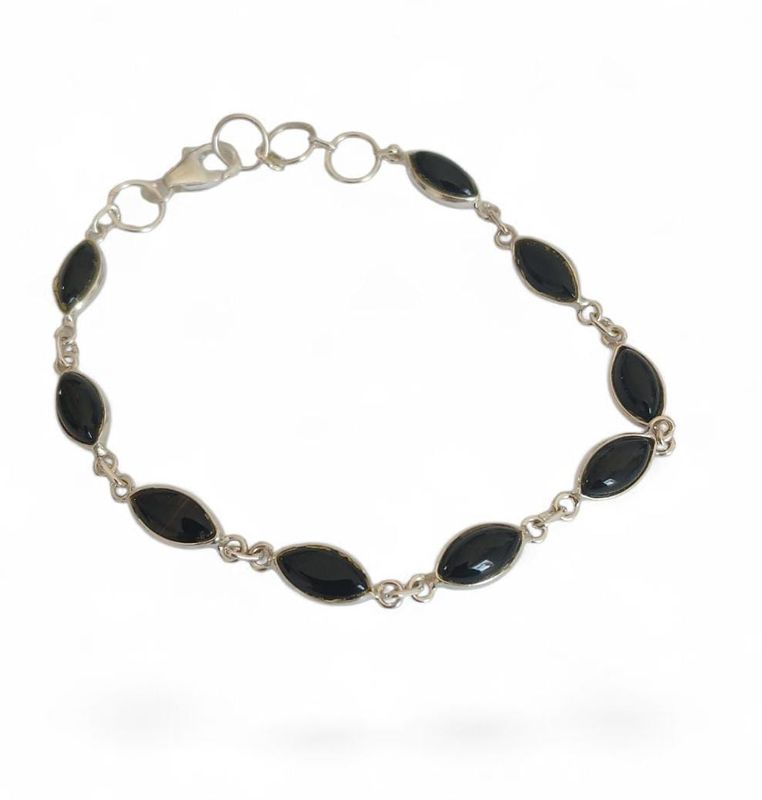 Pulsera plata con piedra onix