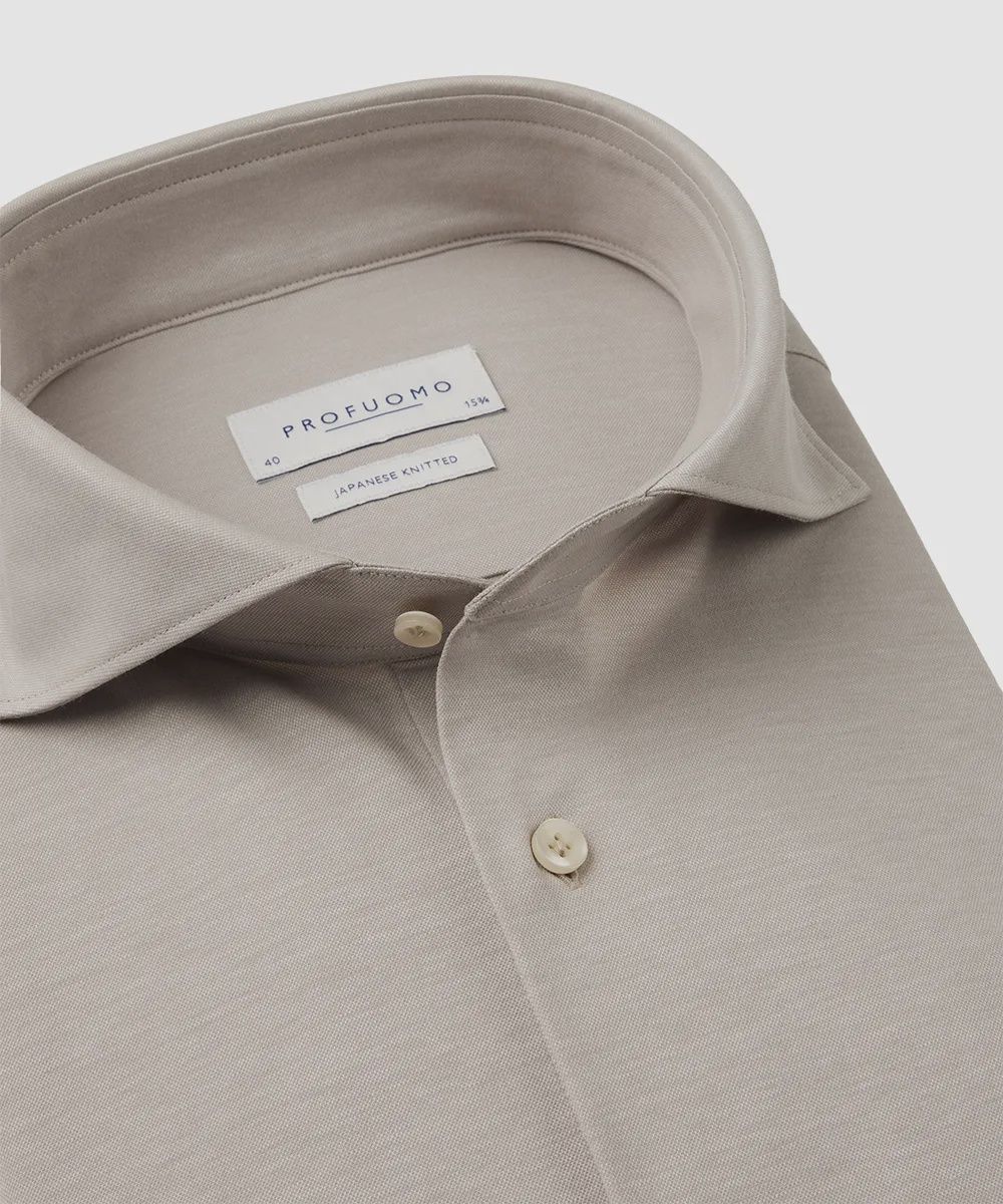 PROFUOMO - JAPANESE KNITTED SHIRT, Color: Beige, Size: 40