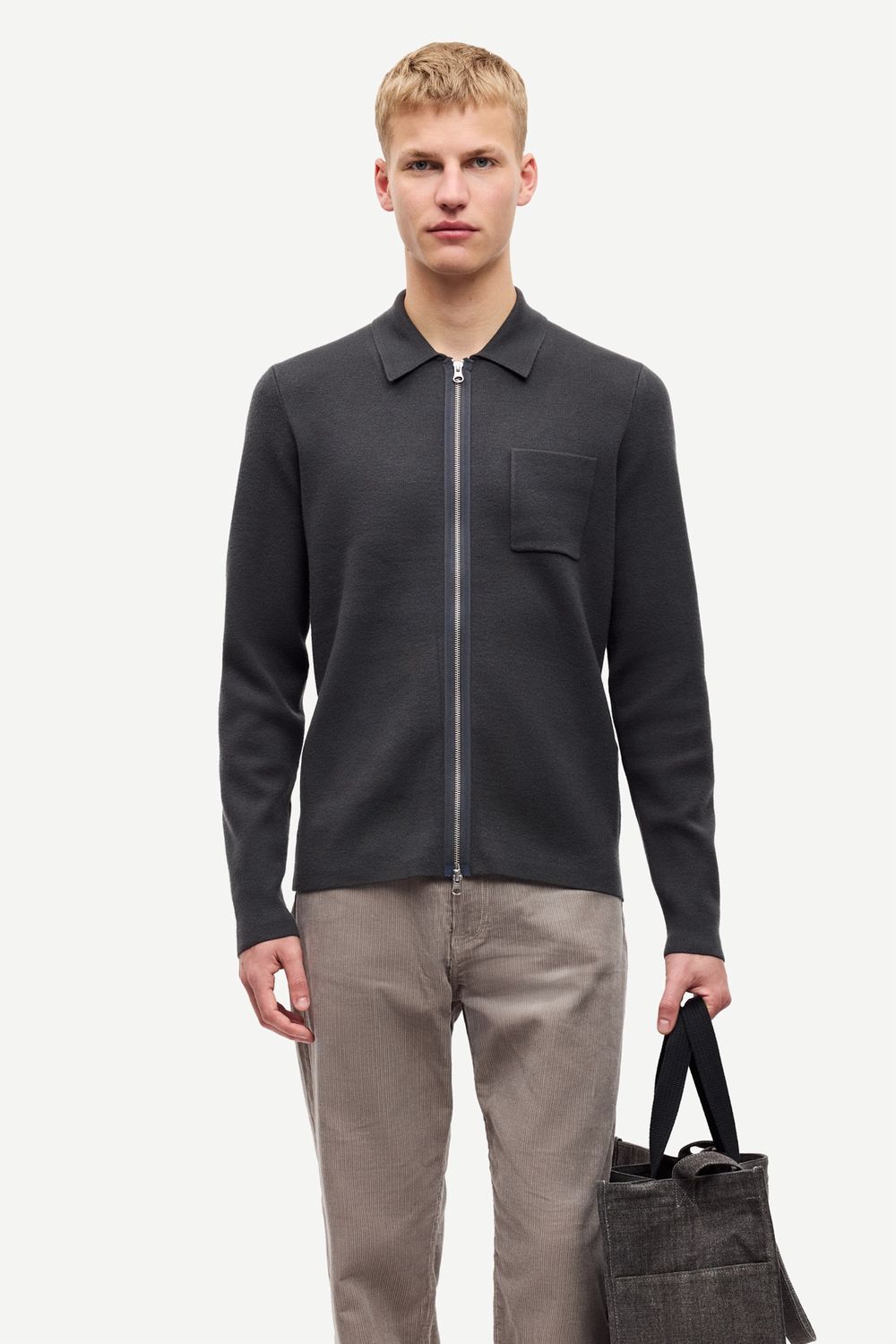 SAMSØE SAMSØE - GUNA X ZIP 10490, Color: BLACK OYSTER, Size: L