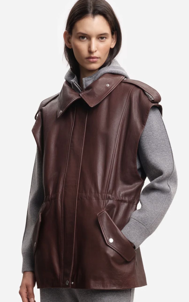 Margaux Lonnberg gilet leather F25 ASTOR B/BR