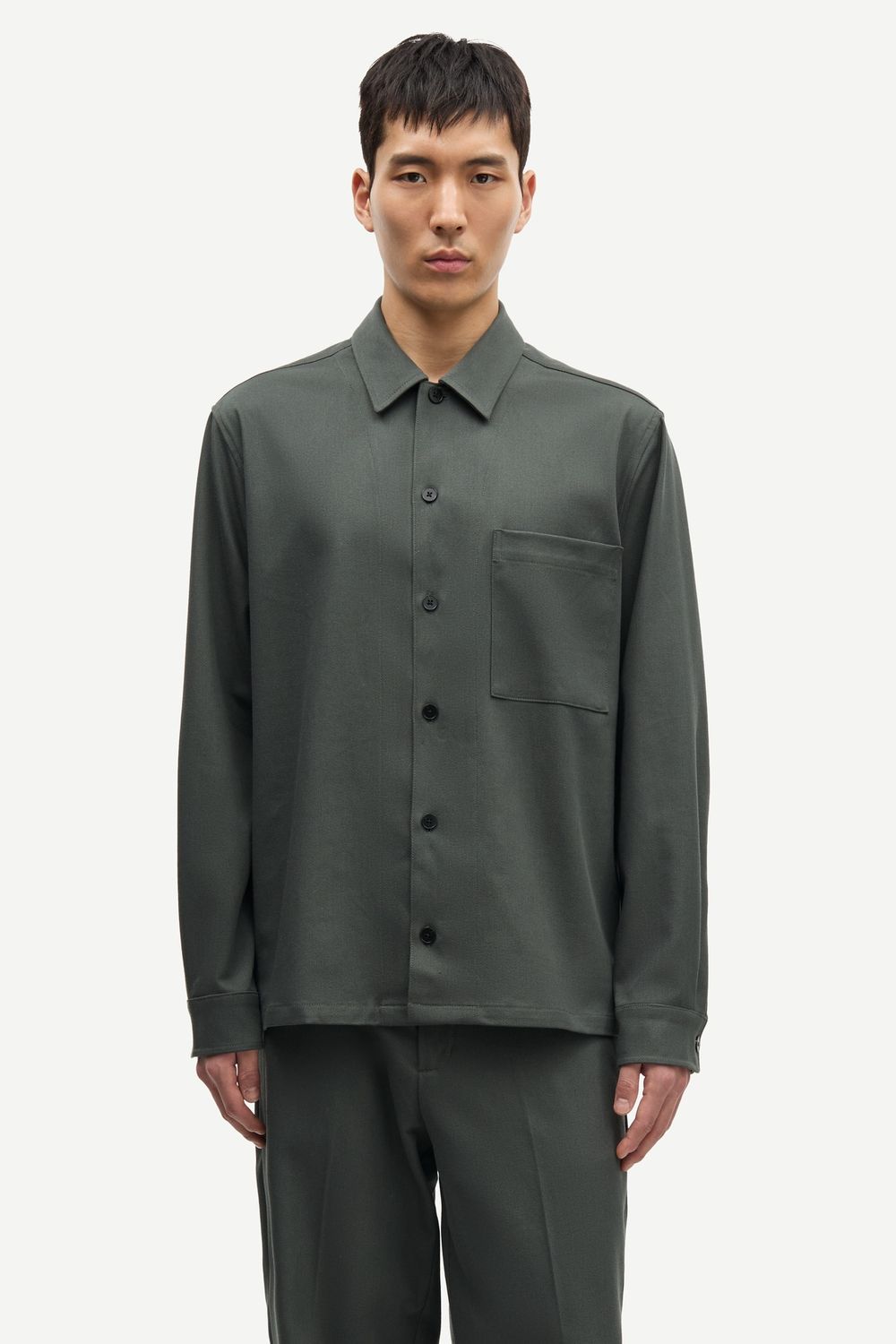 SAMSØE SAMSØE - SADAMON GO OVERSHIRT 15845, Color: DARK EVERGREEN, Size: XS