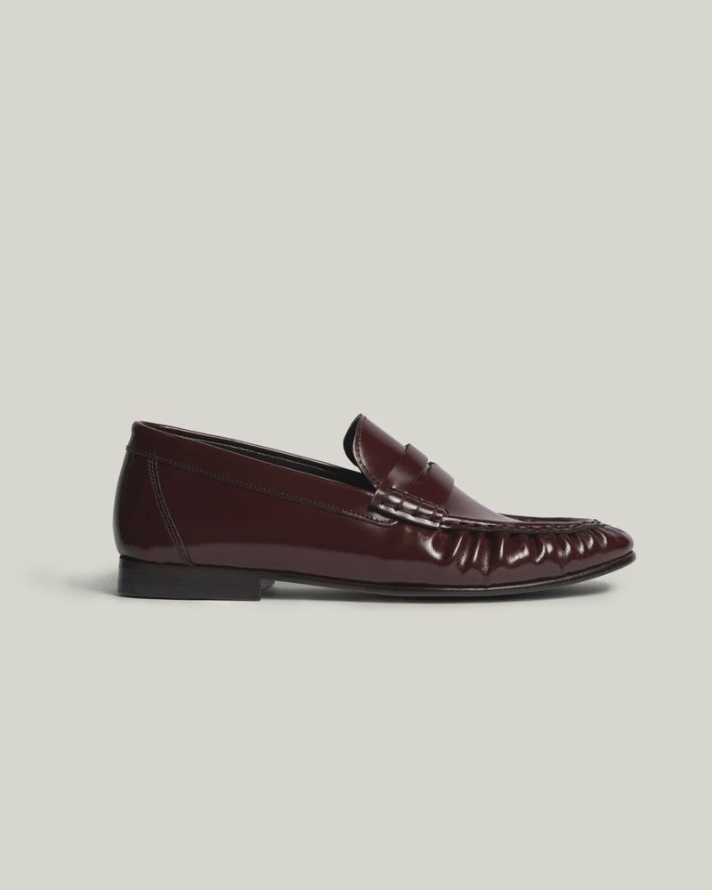 POSA - Penny Loafer Wrinkle - Box Leather, Color: Polished burgundy, Size: 37