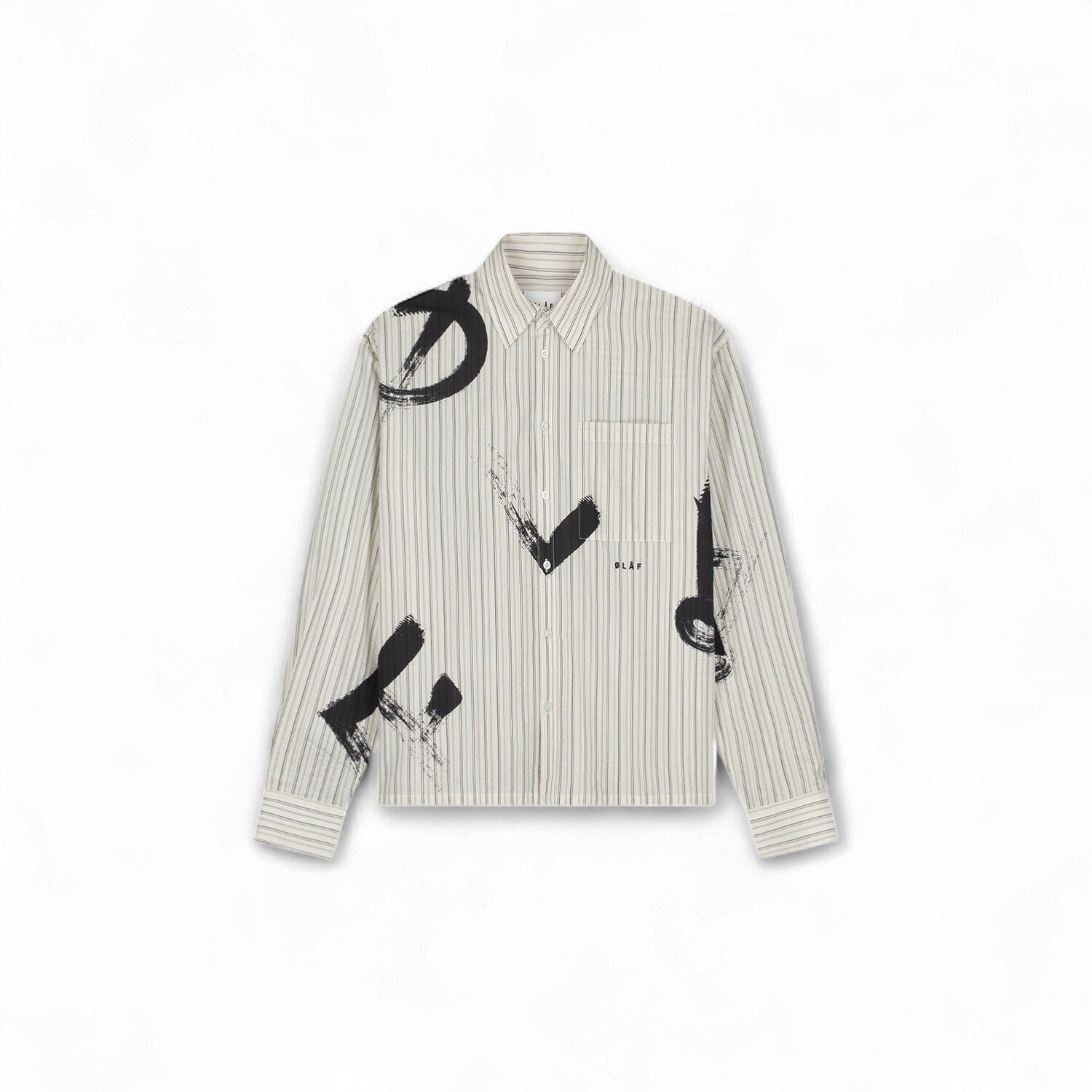 ØLÅF - BRUSHSTROKE LOGO STRIPE LS SHIRT