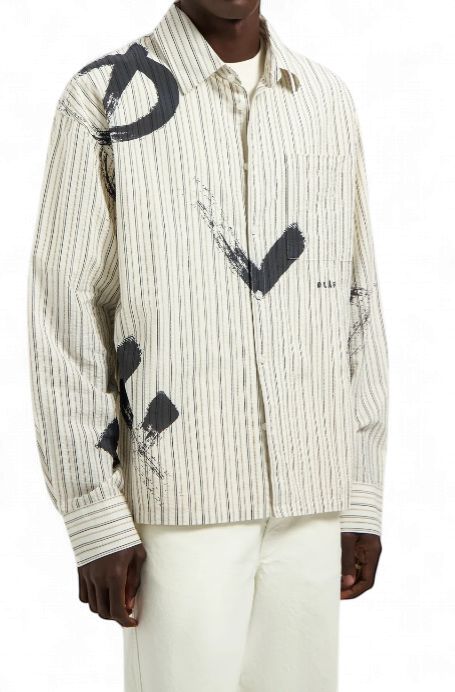 ØLÅF - BRUSHSTROKE LOGO STRIPE LS SHIRT