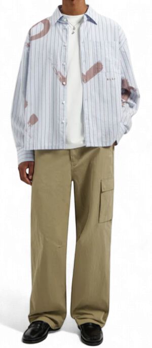 ØLÅF - BRUSHSTROKE LOGO STRIPE LS SHIRT