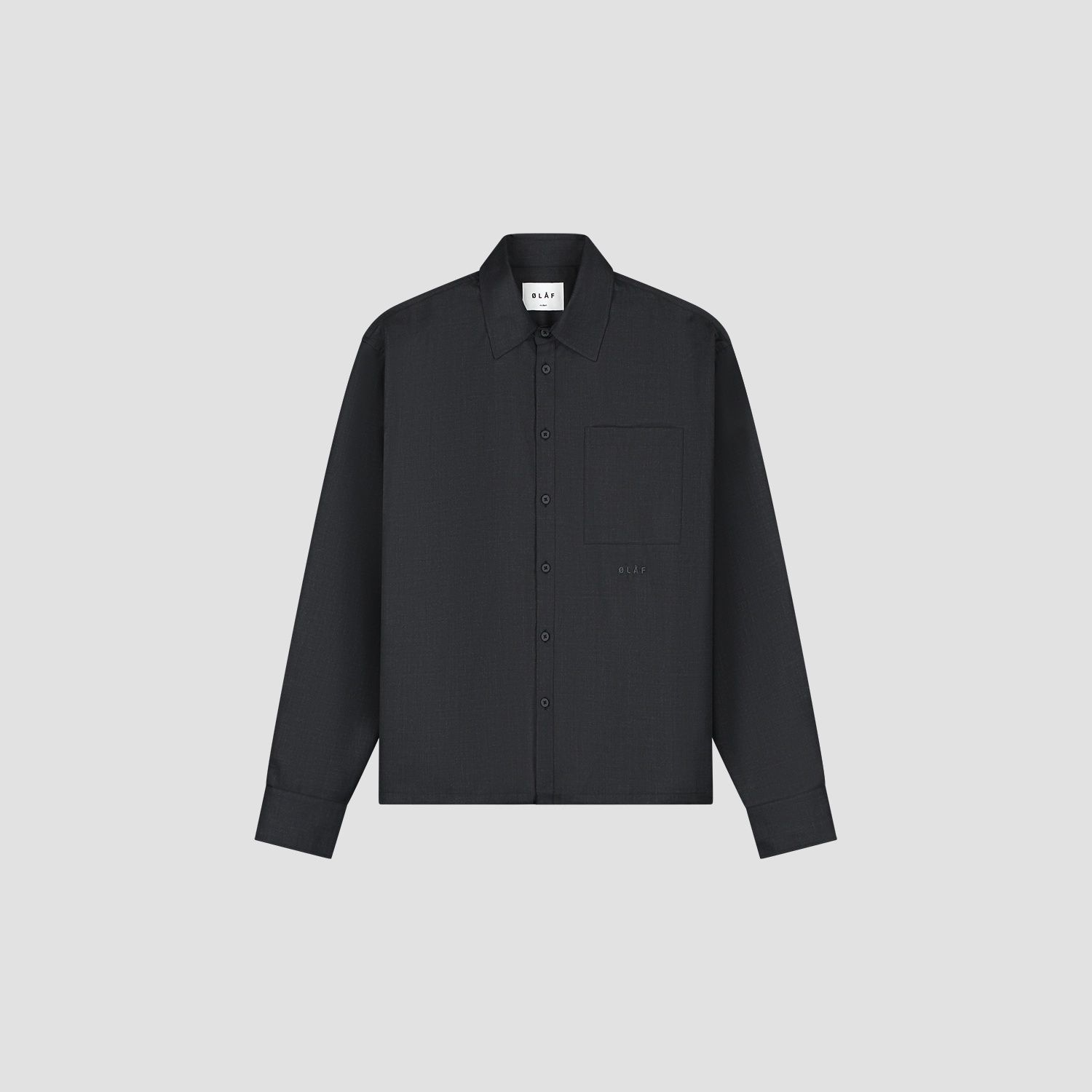 ØLÅF - WOOL BLEND BOXY LS SHIRT, Color: CHARCOAL, Size: XS