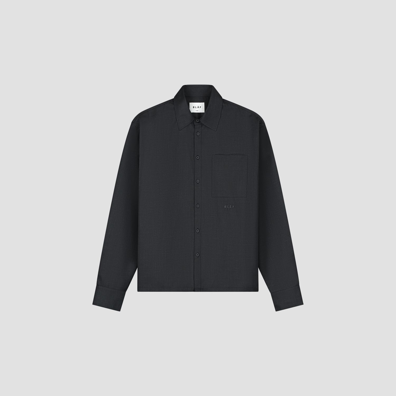 ØLÅF - WOOL BLEND BOXY LS SHIRT, Color: CHARCOAL, Size: XS