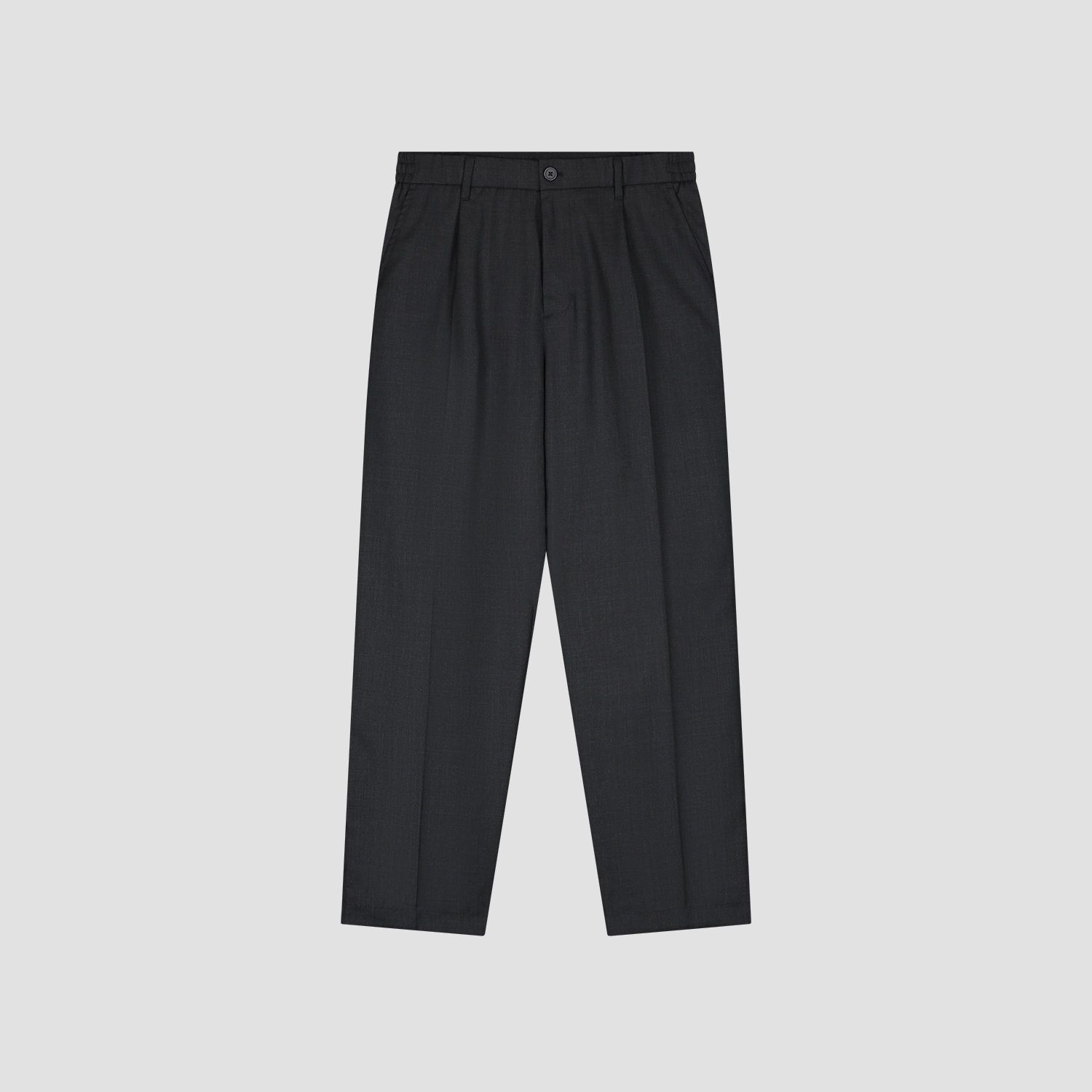 ØLÅF - REGULAR WOOL BLEND PLEATED PANT, Color: CHARCOAL, Size: XS