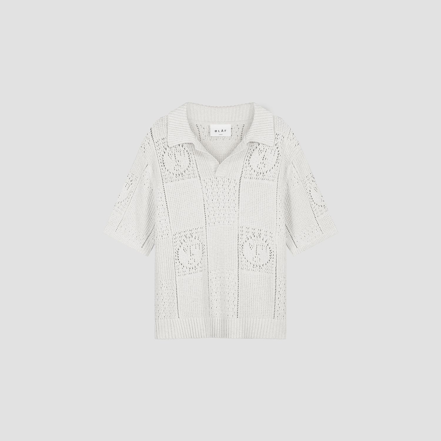 ØLÅF - FACE LOGO KNIT POLO, Color: OFFWHITE, Size: XS