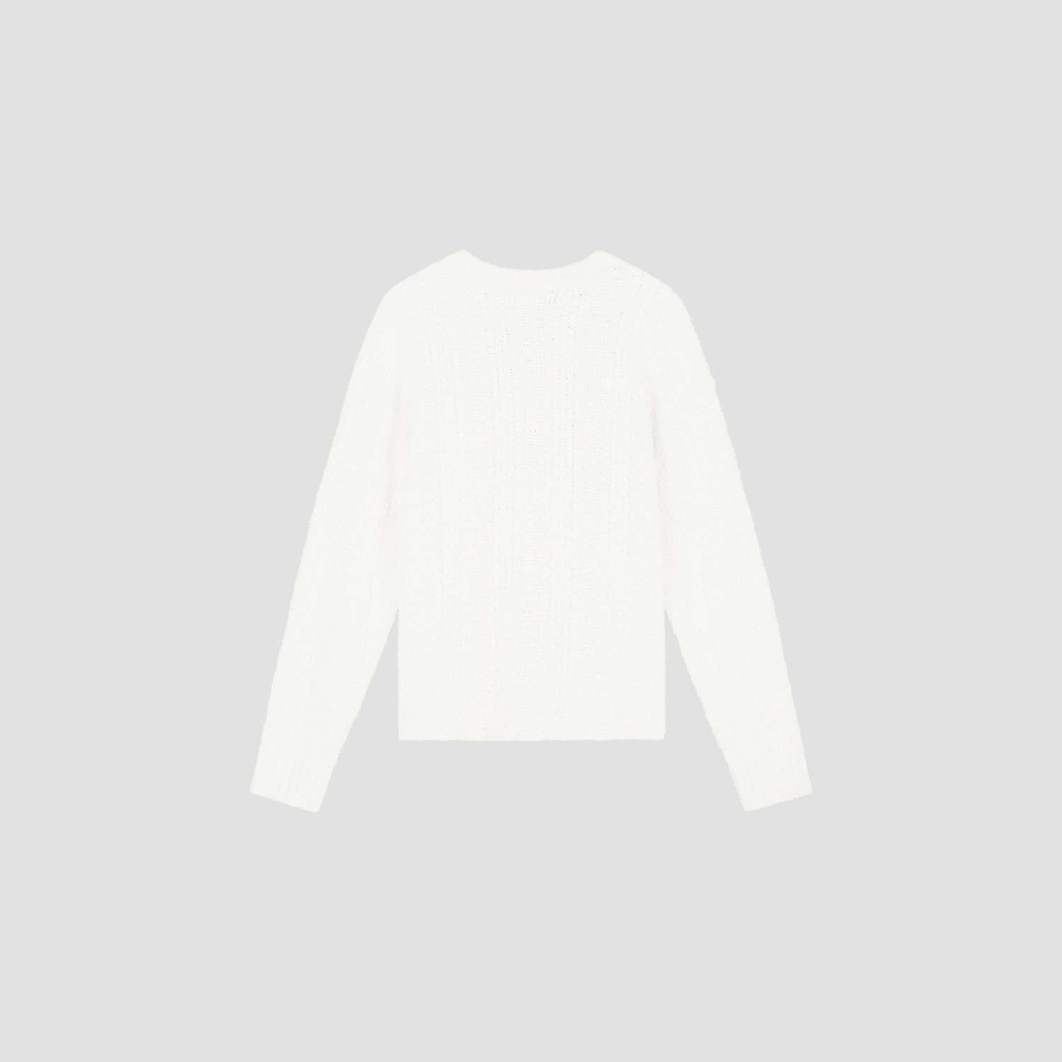 ØLÅF - TEXTURED BOXY KNITTED CREWNECK, Color: OFFWHITE, Size: XS