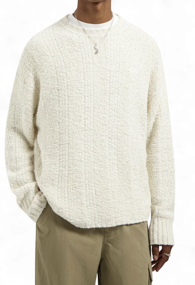 ØLÅF - TEXTURED BOXY KNITTED CREWNECK