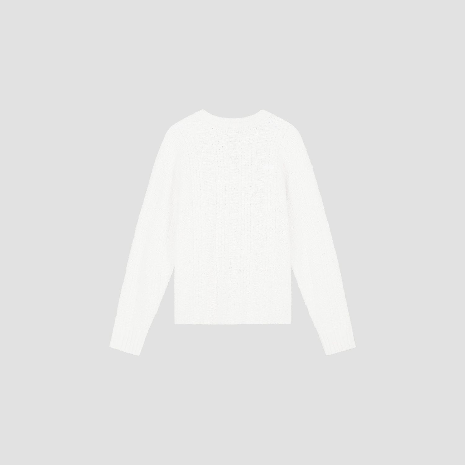ØLÅF - TEXTURED BOXY KNITTED CREWNECK, Color: OFFWHITE, Size: XS