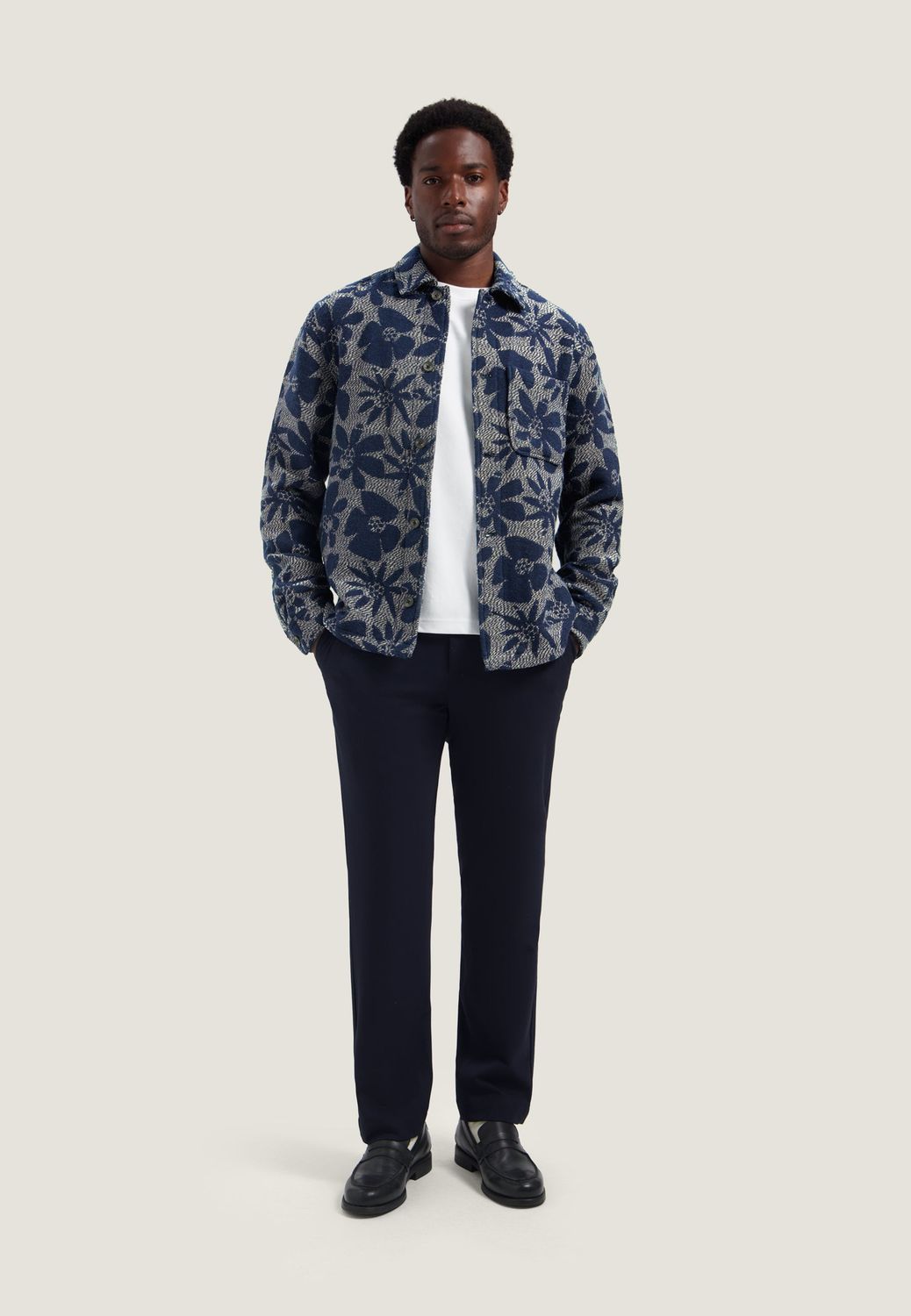DSTREZZED Lino Damast Overshirt Dk. Navy, worn