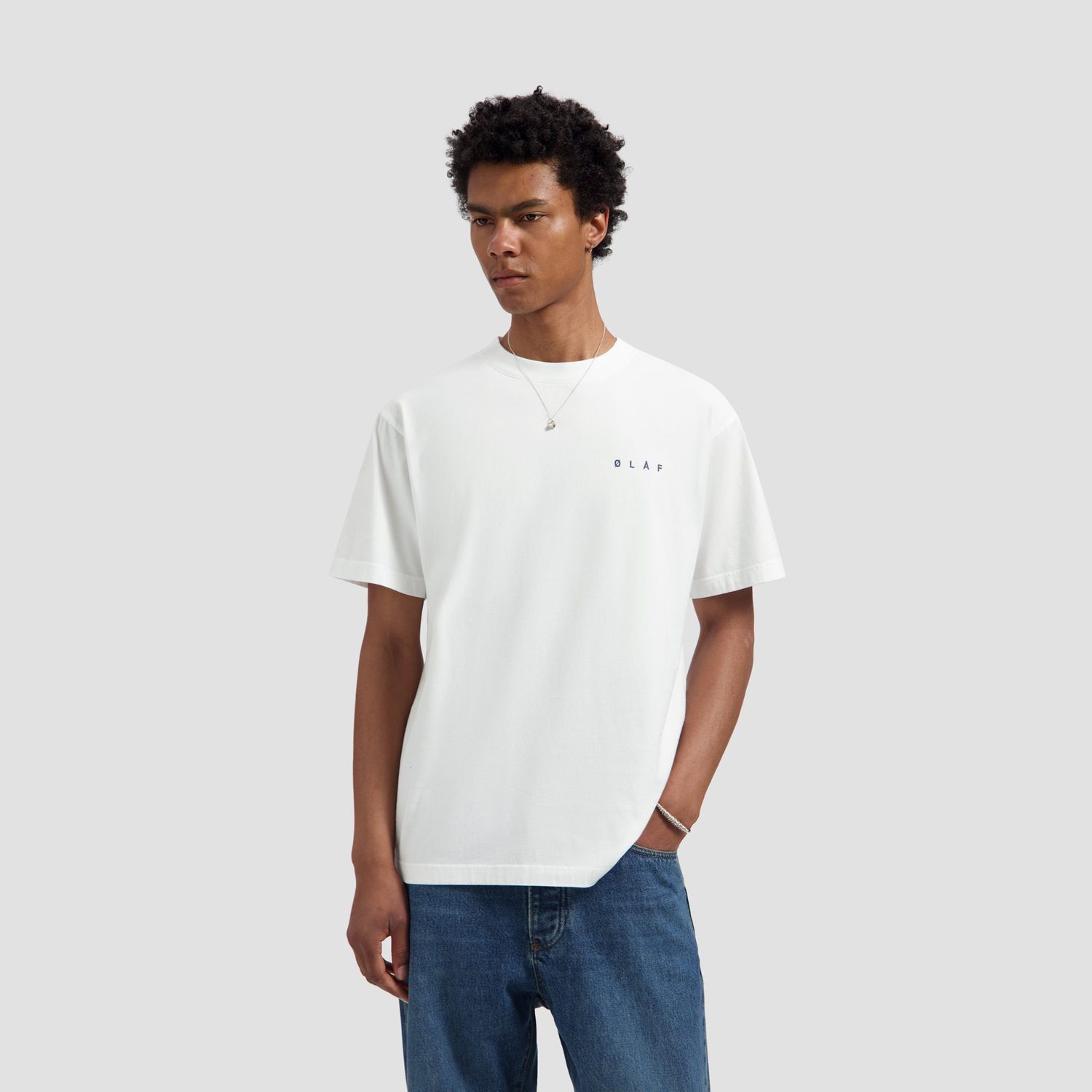 ØLÅF Lasso Face Tee Optical White, worn