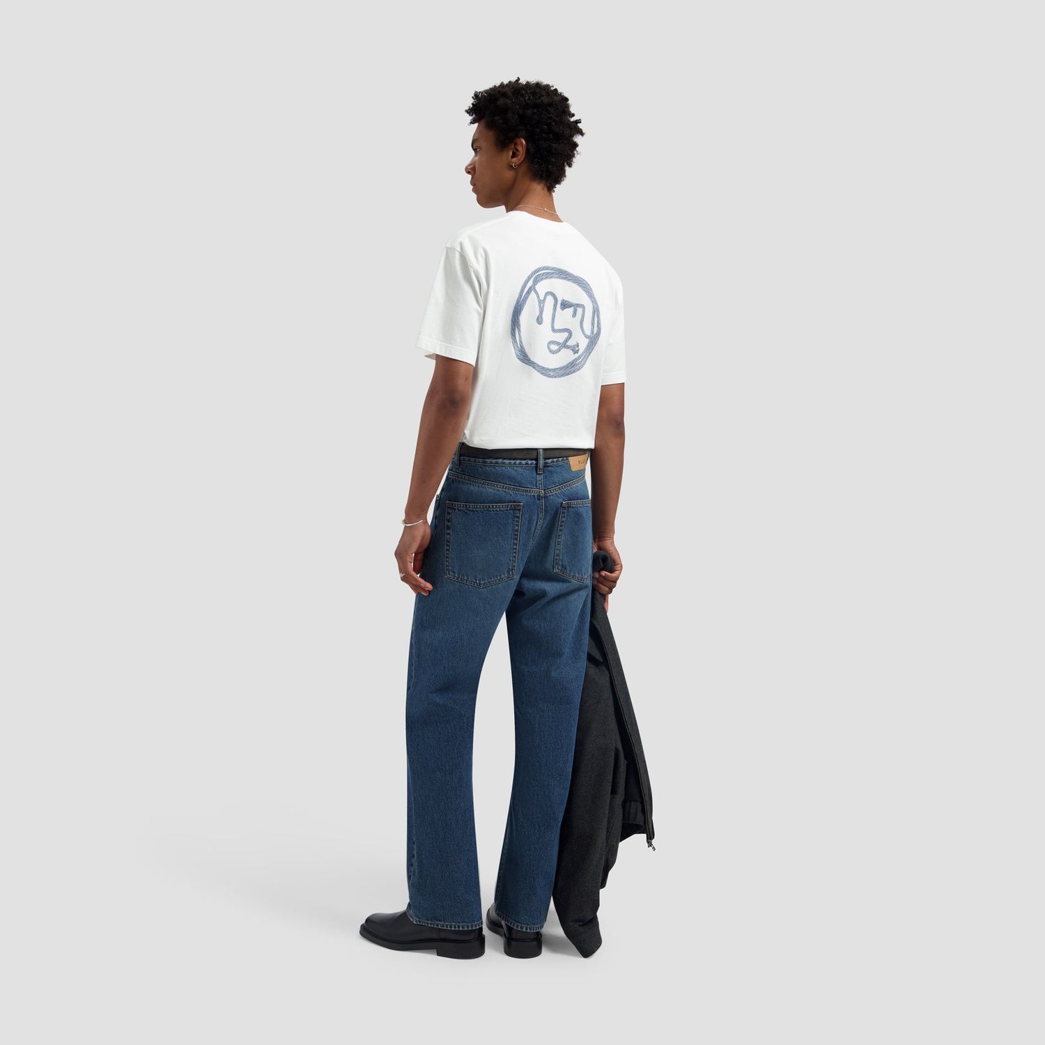 ØLÅF Lasso Face Tee Optical White, worn, full look