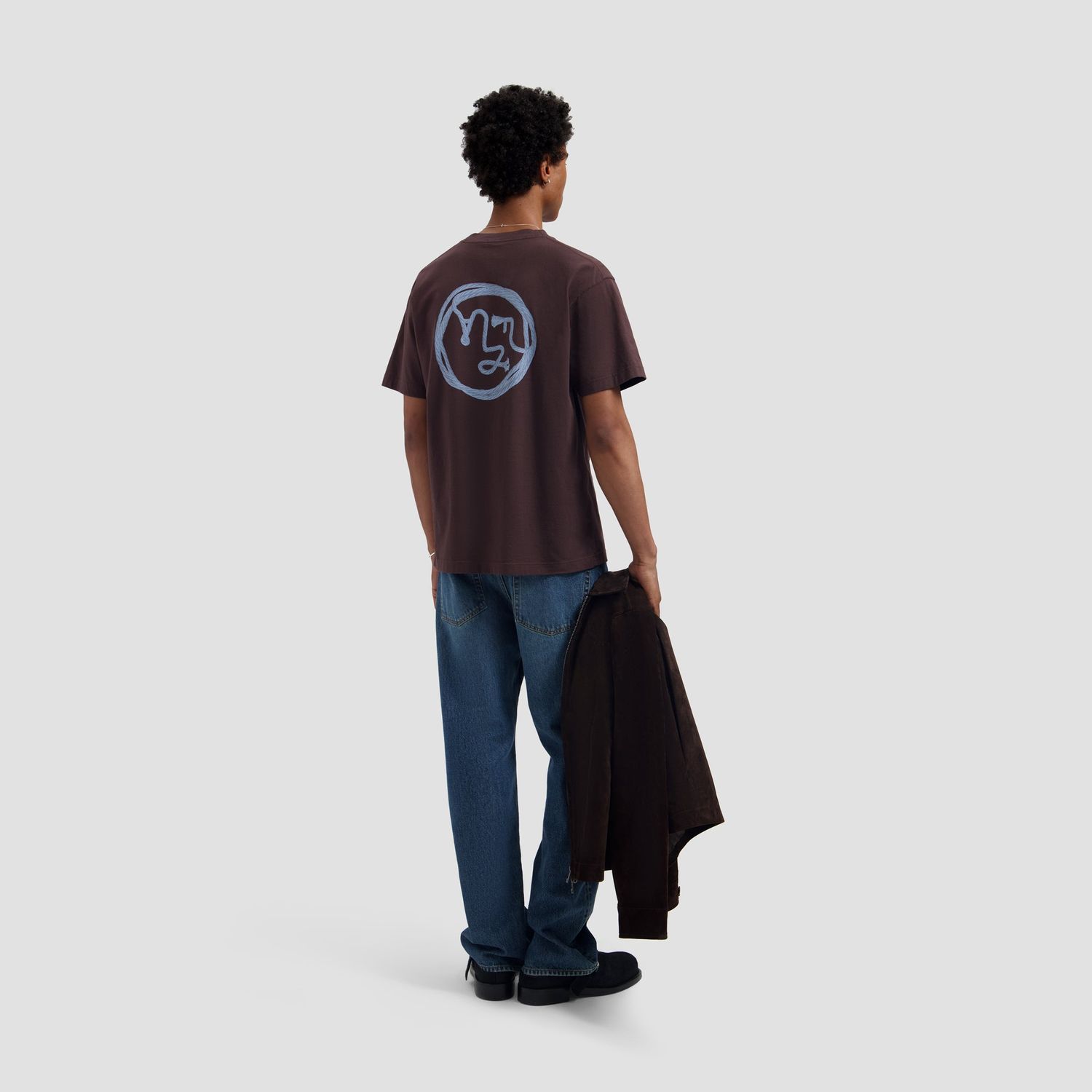 ØLÅF Lasso Face Tee Chocolate Plum, worn, full look