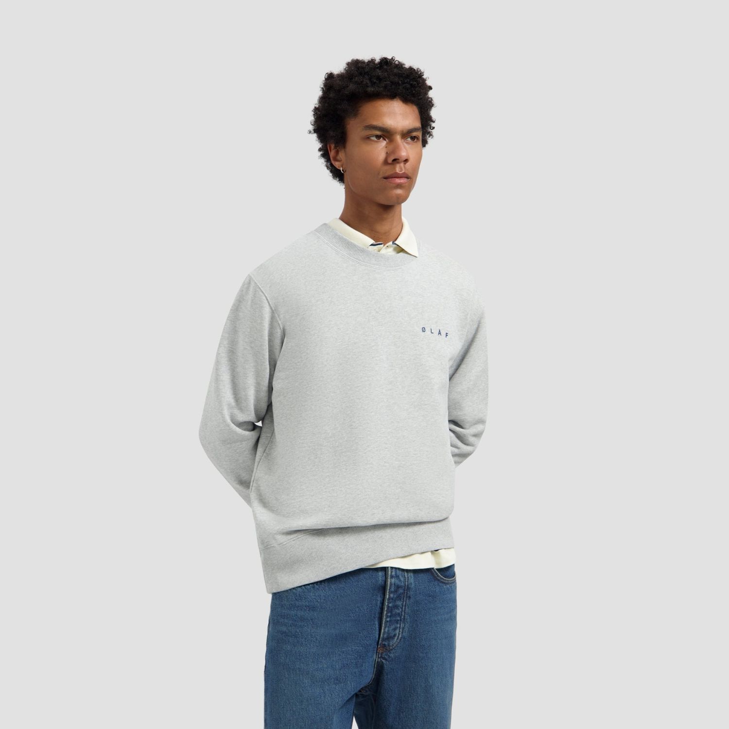 ØLÅF Lasso Face Crewneck Heather Grey, worn