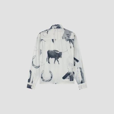 ØLÅF Cowboy AOP Boxy Shirt White/Navy, back