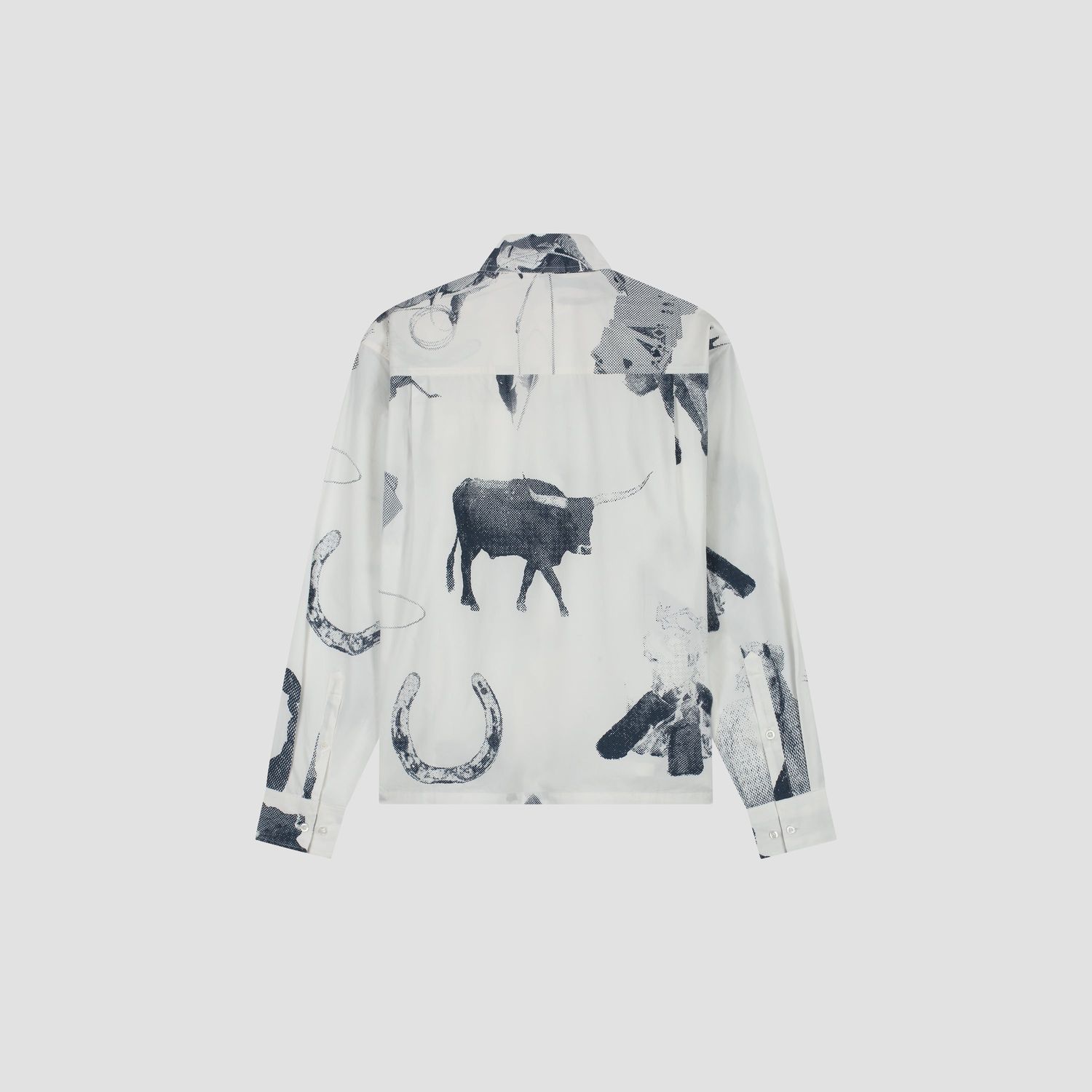 ØLÅF Cowboy AOP Boxy Shirt White/Navy, back