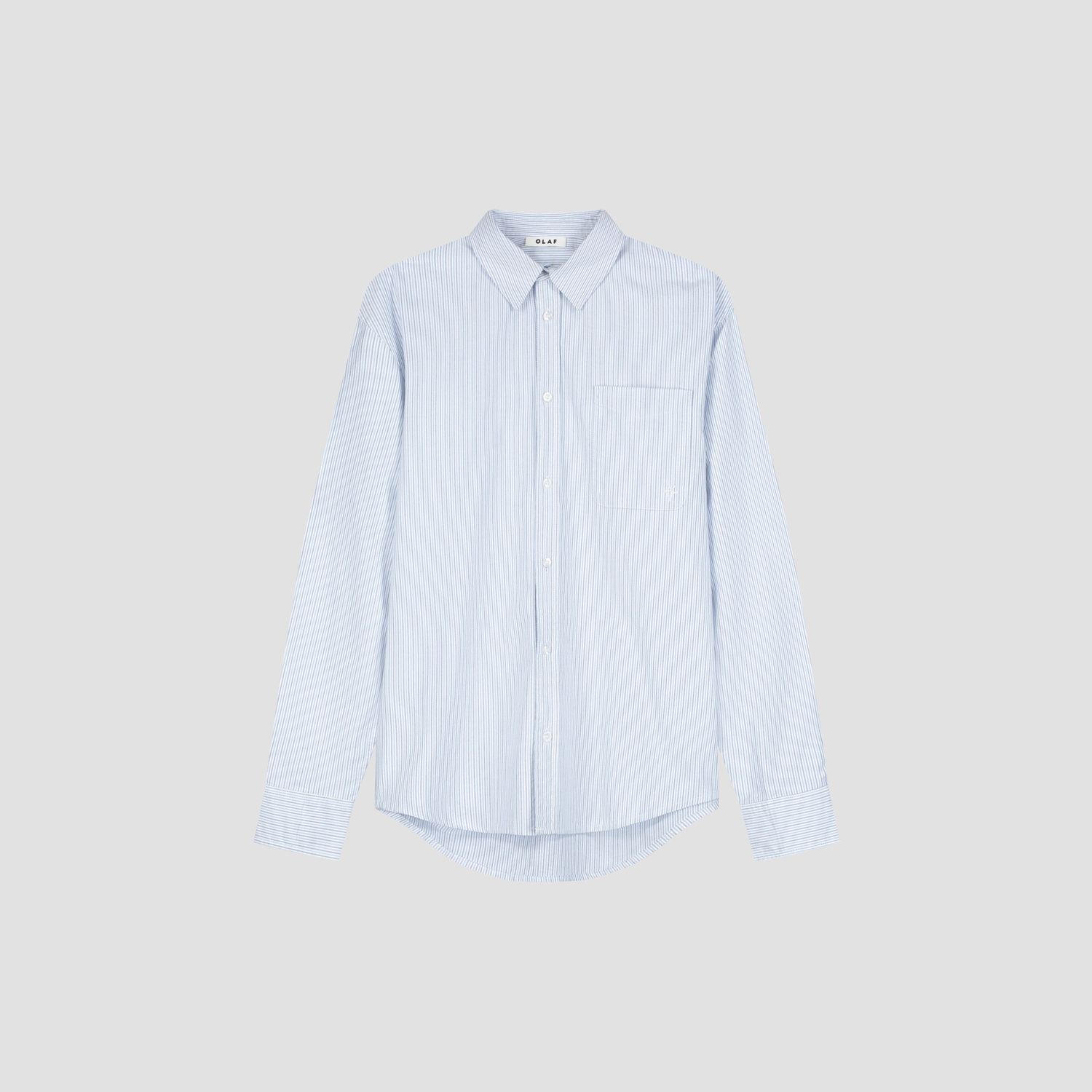 ØLÅF Oxford Relaxed Shirt White/Navy Academy, front