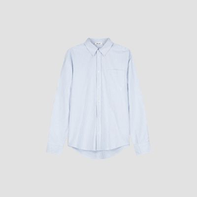 ØLÅF Oxford Relaxed Shirt White/Navy Academy, front